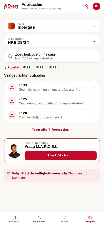 Foutcodes zoeken op merk en type toestel