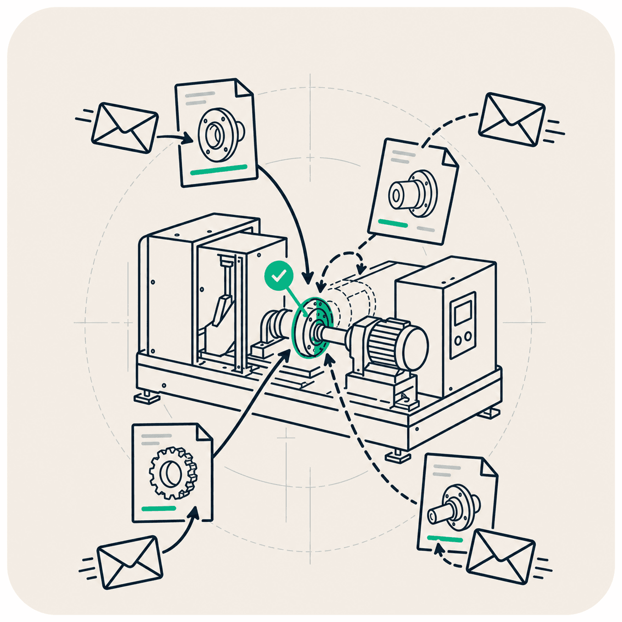 Engineeringwijziging die vanuit e-mail naar stuklijst, inkoop en productie doorwerkt
